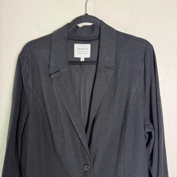 Torrid Black Linen Relaxed Fit Blazer 3X 13084575 - Picture 3 of 13